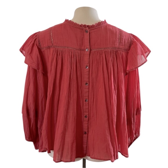 Free People Flor E Mayo Peasant Balloon Sleeves Blouse Size S OB1024231 - Picture 5 of 11